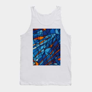 stained glass, glass, abstract, geometrical, red, orange, fire, lava, volcano, patterns, seamless, orchid Tank Top